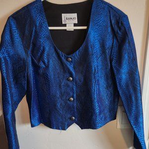 Blue snakeskin print horse show jacket